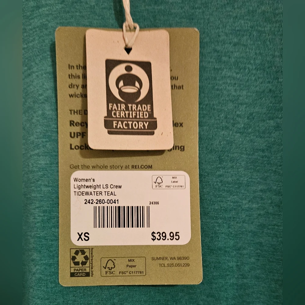NWT REI Crew Base Layer Shirt Size XS - Picture 9 of 12